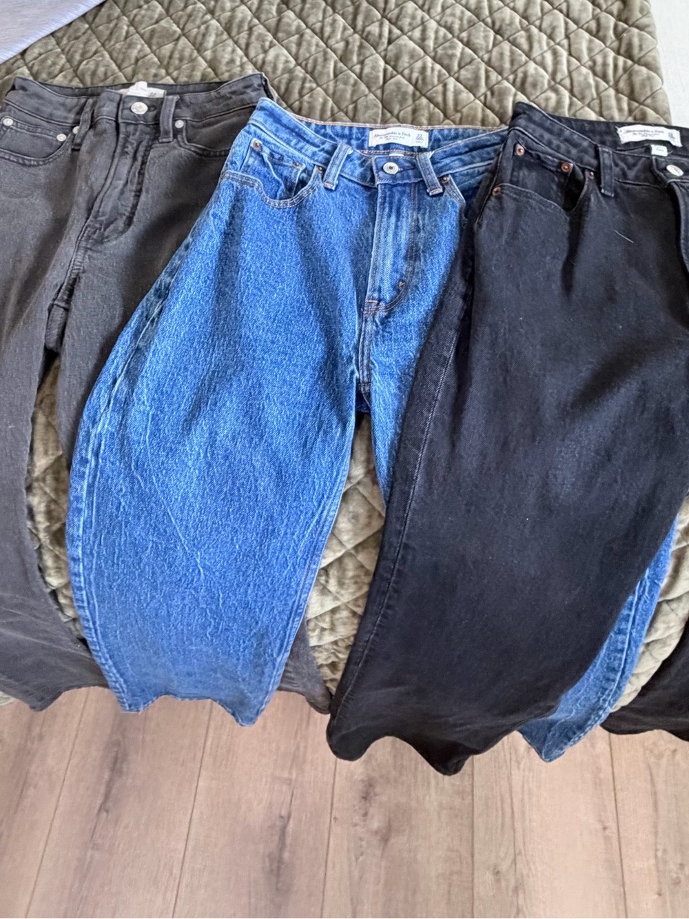 Abercrombie & Fitch Relaxed Jeans Trio in Blue and Black